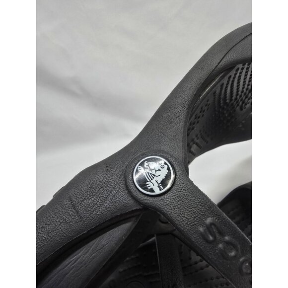 Crocs Sandals Black Cleo Relaxed Fit Strappy Slip On Shoes Women’s Size 7 - Picture 9 of 11